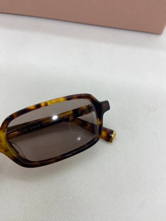 New Miu Miu SMU 11Z Tortoise Rectangle Sunglasses - Brown/Gold main image 8